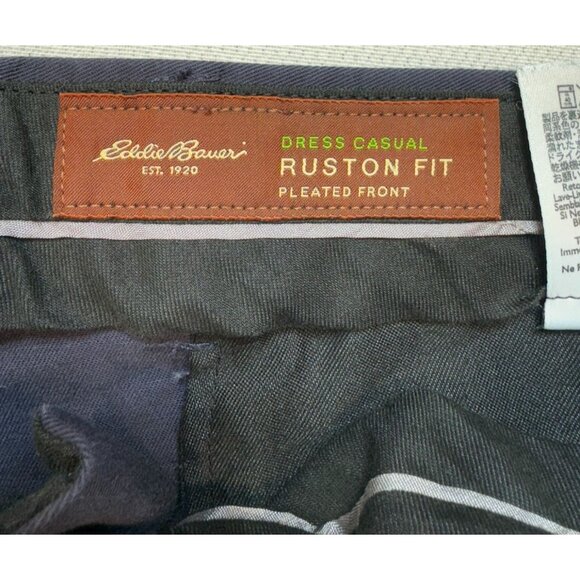 Eddie Bauer Ruston Fit W44 Dress Casual Pants Wrinkle & Stain Resistant Navy - Picture 2 of 8